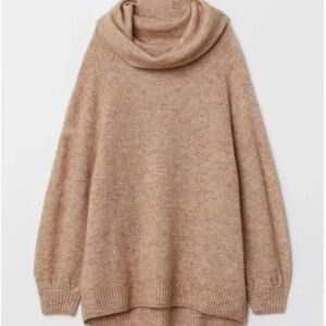 H&M oversized cowl neck sweater beige SZ LG